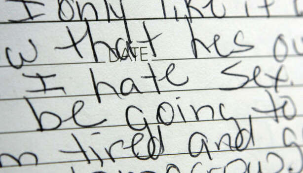 A close up of an entry in Anna Nicole Smith's diary, seen in Dallas, April 5. Photo: LM Otero, Associatd Press