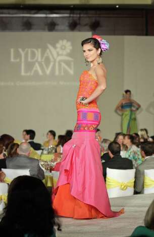 A colorful gown by Lydia Lavin Photo Gary Fountain Copyright 2012 Gary 