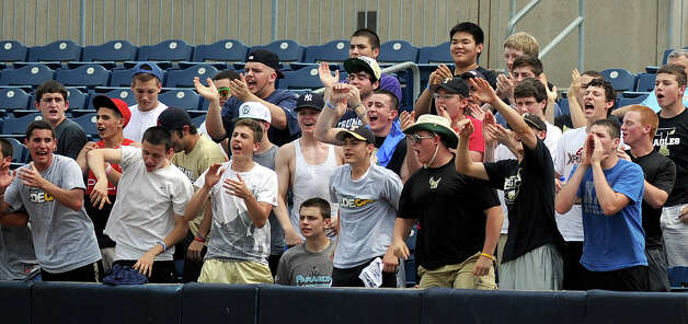 Trumbull fans cheer for their team during Saturday's FCIAC baseball championship game at the Ballpark at Harbor Yard in Bridgeport on May 26, 2012. Photo: Lindsay Niegelberg / Stamford Advocate