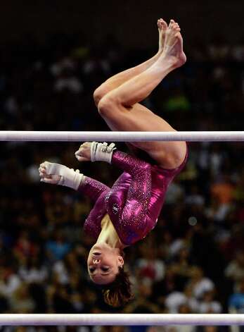SAN JOSE, CA - JULY 01:  McKayla Maroney competes on the uneven bars during day 4 of the 2012 U.S. Olympic Gymnastics Team Trials at HP Pavilion on July 1, 2012 in San Jose, California.  (Photo by Ronald Martinez/Getty Images) Photo: Ronald Martinez, Getty Images / 2012 Getty Images
