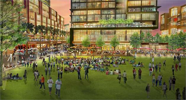 A rendering shows the proposed mixed-use Mission Rock development, which is planned for the Giants' parking lot. Photo: San Francisco Giants