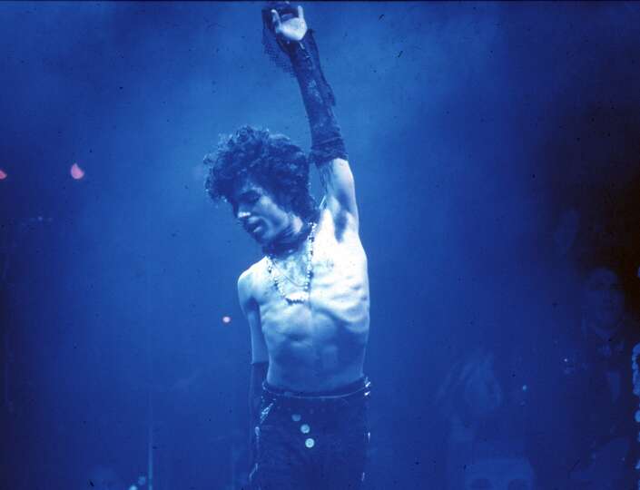 Prince performs live at the Fabulous Forum on February 19, 1985 in Inglewood, California. (Photo by