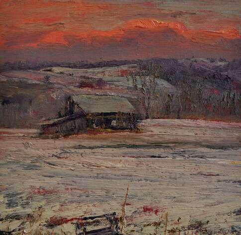 Harry Orlyk's "Barn Under a Red Sky" (Courtesy Laffer Gallery)