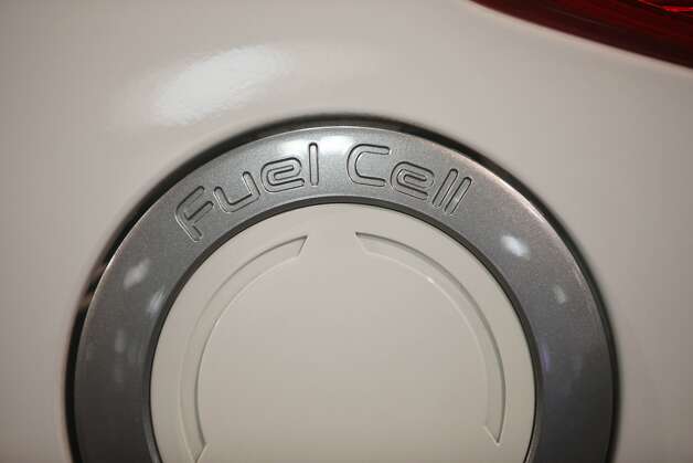 The words fuel cell are seen on the fuel filler door of a fuel cell version of the Hyundai Tucson  during the  San Francisco International Auto Show at Moscone Center on Friday, November 29, 2013  in San Francisco, Calif. Photo: Lea Suzuki, The Chronicle