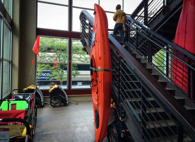 The bottom level of the flagship REI store in Seattle is shown on ...