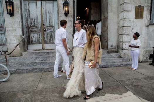 Jenna Lyons and guest outside of the wedding ceremony of musician Solange Knowles and music video director Alan Ferguson at the Marigny Opera House on November 16, 2014 in New Orleans, Louisiana. (Photo by Josh Brastead/WireImage) Photo: Josh Brasted, Getty Images / 2014 Josh Brasted
