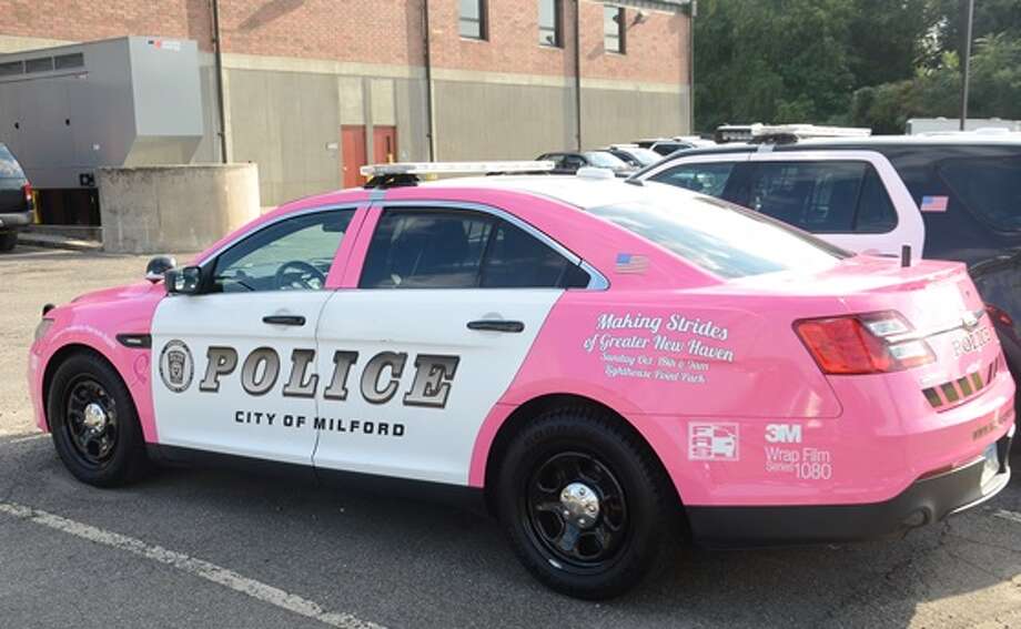 Pink cop cars raise breast cancer awareness in Milford ...