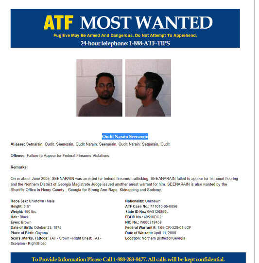 An ATF wanted poster for a fugitive featured on the agency's new ...