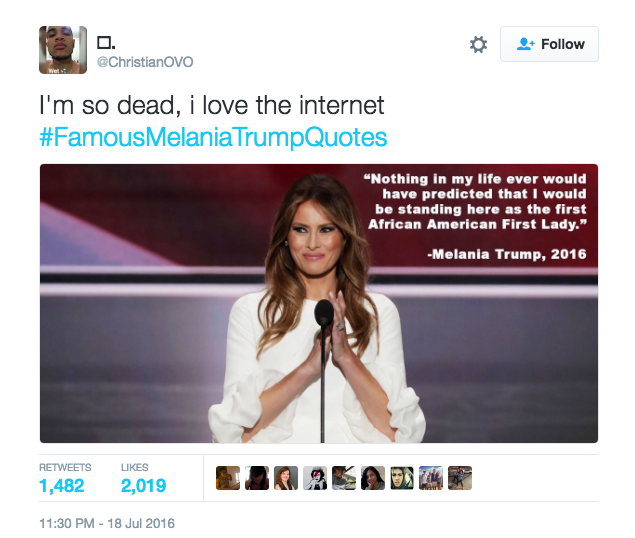 Melania Trump gets roasted by the internet after lifting parts of Michelle Obama's speech