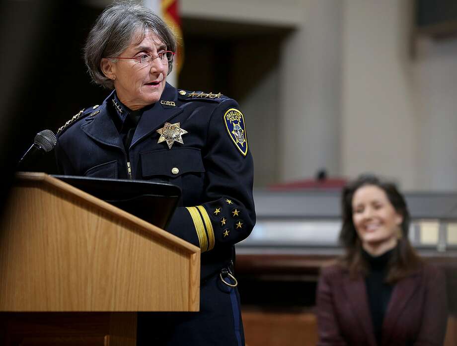 Oakland Police Chief Anne Kirkpatrick encountered sharp criticism after her officers provided traffic control during an ICE raid at the home of a family from Guatemala in August. Photo: Liz Hafalia, The Chronicle