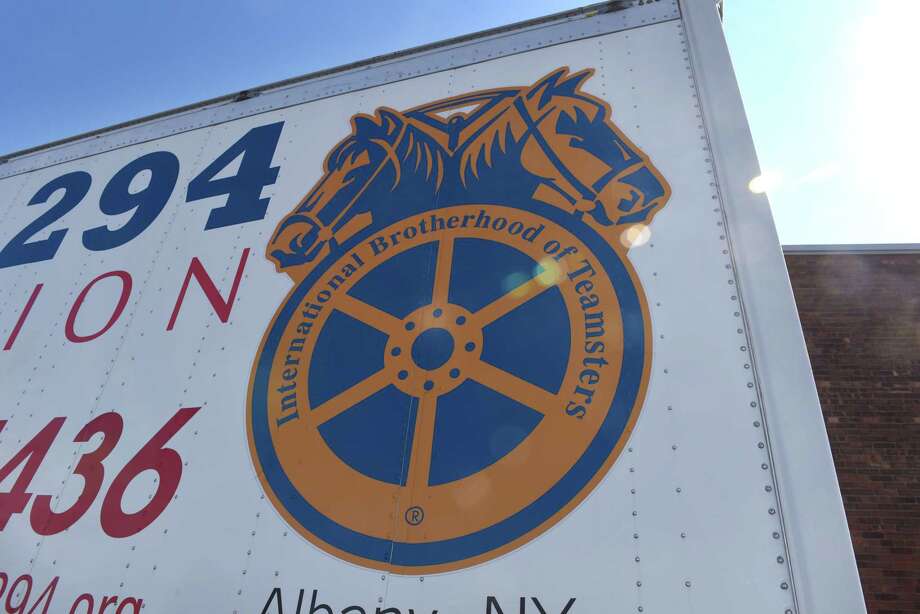 A trailer carries the logo for Teamsters Local 294 on Monday, March, 6, 2017, outside the Labor Temple in Albany, N.Y. They are facing a proposed 31% cut to their pension plan. (Will Waldron/Times Union) Photo: Will Waldron