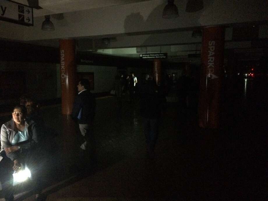 Benjamin W. Feldman took this photo in the Montgomery BART Station during a power outage that hit large areas of San Francisco on April, 21, 2017. Photo: Courtesy Benjamin W. Feldman / Twitter @BWFeldman
