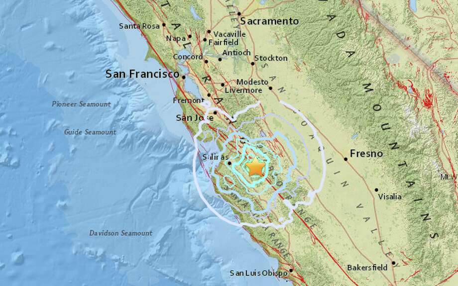 The United States Geological Survey reports a preliminary magnitude 4.7 earthquake struck near Gonzales, California on Monday. Photo: USGS 